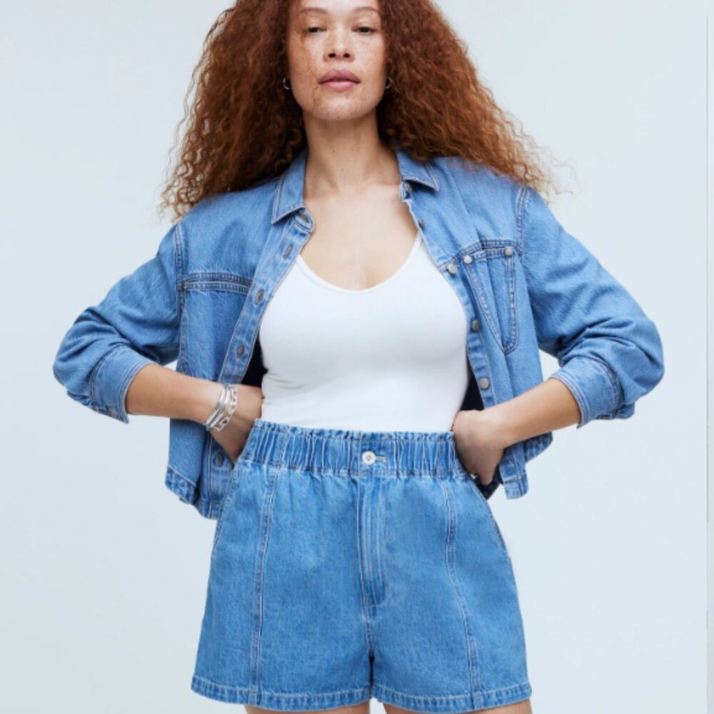 Madewell Denim Pull-On Paperbag Shorts in Bunten Wash